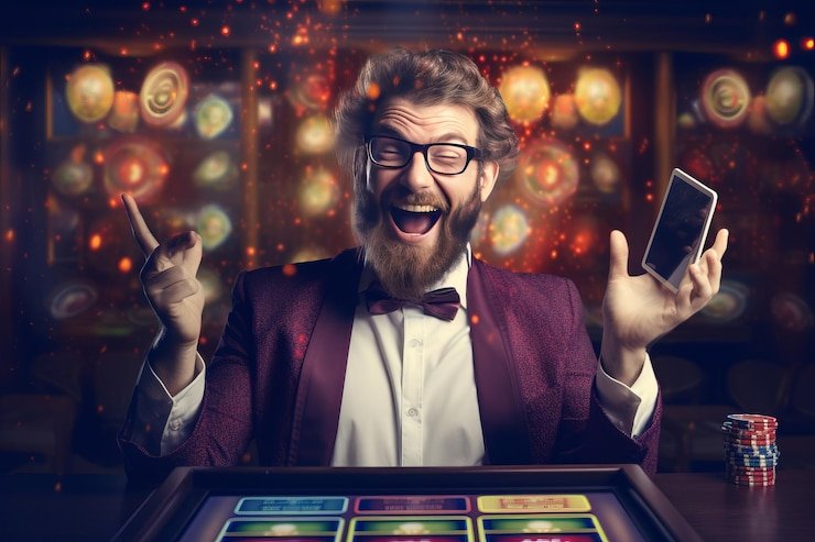 Pengguna membaca bantuan melalui ponsel